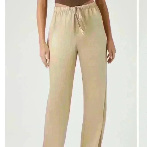 Forever 21 Satin Drawstring Wide-Leg Pants Large - Picture 3 of 7
